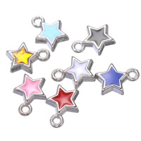 Zinc Alloy Star Pendant, real silver plated, enamel Approx 1.2mm 