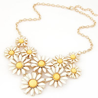 Fashion Statement Necklace, Zinc Alloy, with iron chain & Resin, with 5cm extender chain, Flower, gold color plated, oval chain & enamel, nickel, lead & cadmium free Approx 15.5 Inch 