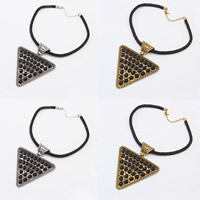 Resin Zinc Alloy Necklace, with PU Leather & Resin, with 5cm extender chain, Triangle, plated nickel, lead & cadmium free, 118mm Approx 20.5 Inch 