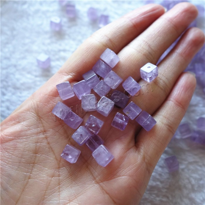 天然紫水晶のビーズ, アメジスト, キューブ, 2 月誕生石 & 異なるサイズの選択, 穴:約 1mm, 売り手 パソコン