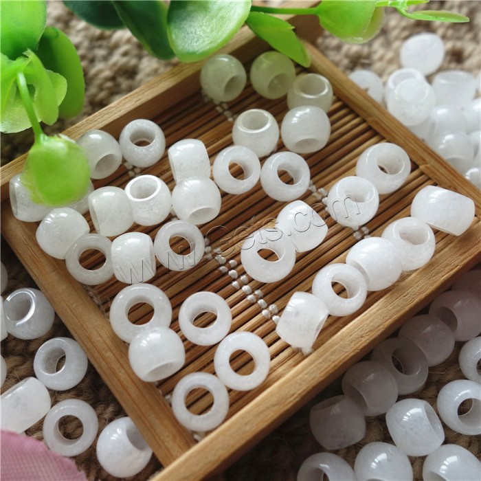 European Gemstone Beads , Jade White, Drum, natural, different size for choice, Hole:Approx 4mm, Sold By PC