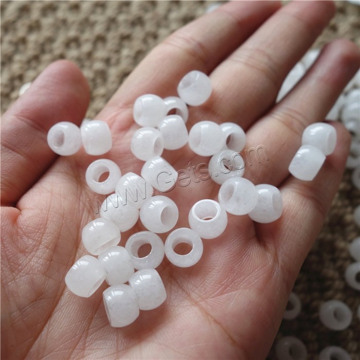 European Gemstone Beads , Jade White, Drum, natural, different size for choice, Hole:Approx 4mm, Sold By PC