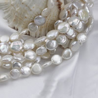 Coin Cultured Freshwater Pearl Beads, natural, white, 10mm Approx 0.8mm Approx 15 Inch 