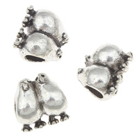 Perles European en alliage de zinc, oiseau, Plaqué de couleur d'argent, sans filetage, sans plomb et cadmium Environ 5mm, Environ Vendu par sac