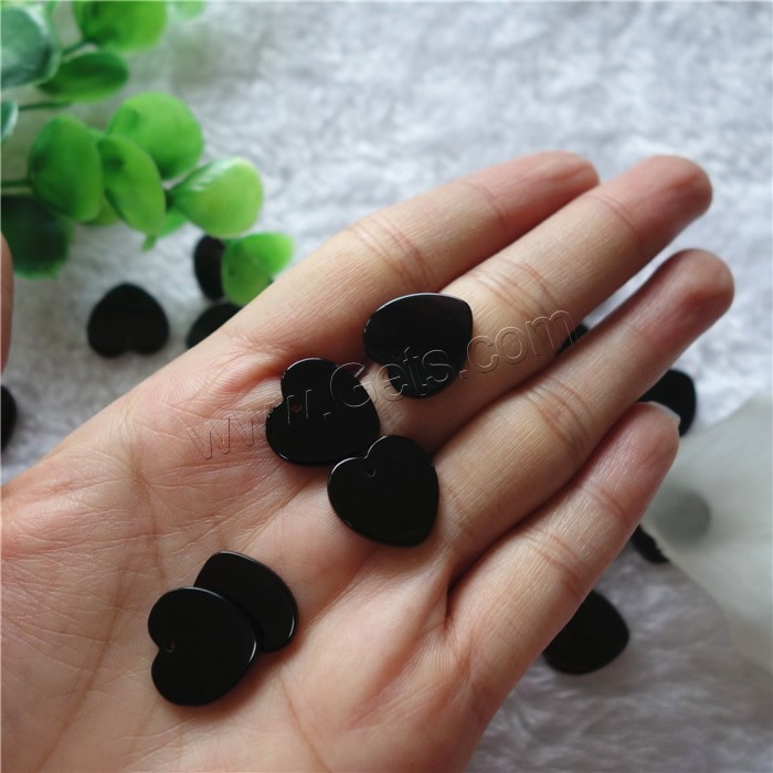 Black Agate Pendants, Heart, natural, different size for choice, Hole:Approx 1mm, Sold By PC