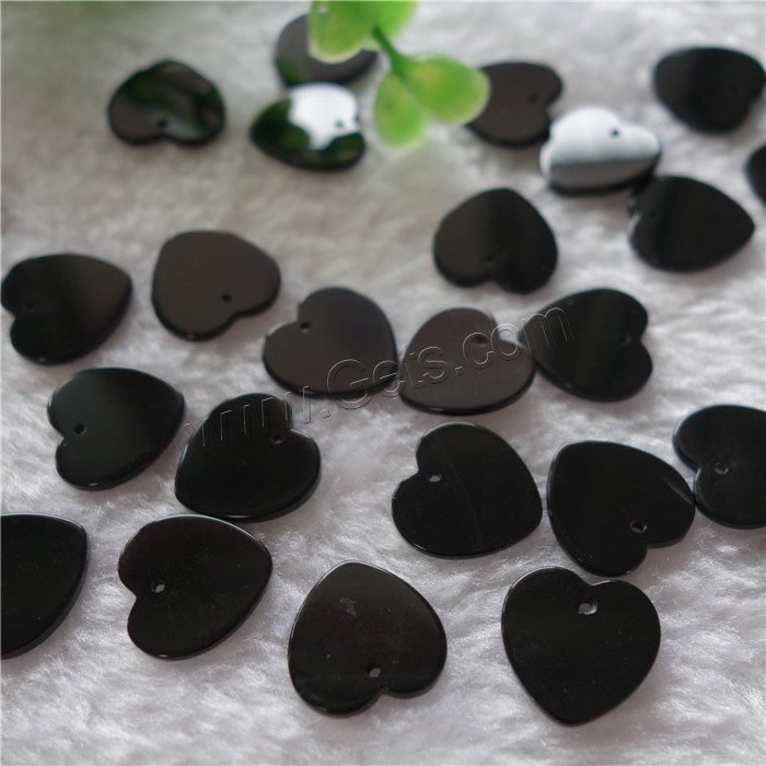 Black Agate Pendants, Heart, natural, different size for choice, Hole:Approx 1mm, Sold By PC