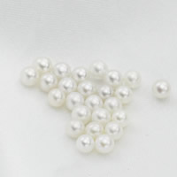 Perles nacres de culture d'eau douce demi percées , perle d'eau douce cultivée, pomme de terre, naturel, semi-foré, blanc, 3-4mm Environ 0.8mm, Vendu par PC