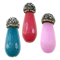 Gefärbte Jade Perlen, mit Ton, Tropfen, facettierte, keine, 9x24.5mm, Bohrung:ca. 1mm, verkauft von PC