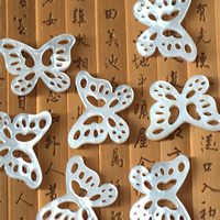 Weiße Muschel Cabochon, Schmetterling, natürlich, hohl, 30x22x1.5-2mm, verkauft von PC