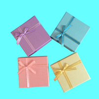 Multifunctional Jewelry Box, Cardboard, with Satin Ribbon, Square, with ribbon bowknot decoration 