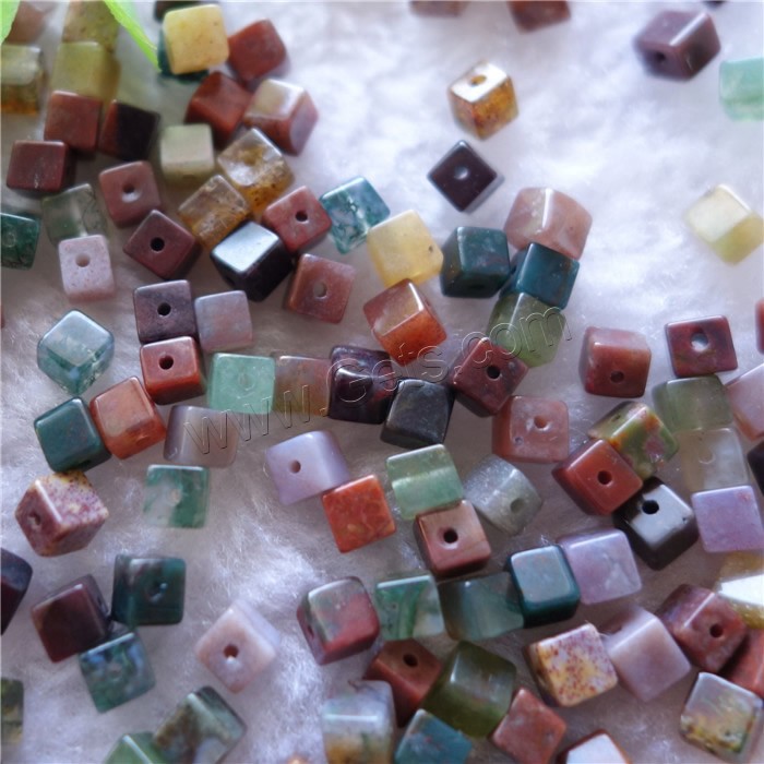 Natural Indian Agate Beads, Cube, different size for choice, Hole:Approx 1mm, Sold By PC