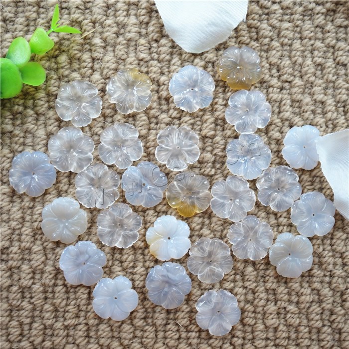 Weiße Chalcedon Perlen, Weiß Chalcedon, Blume, natürlich, verschiedene Größen vorhanden, Bohrung:ca. 1mm, verkauft von PC
