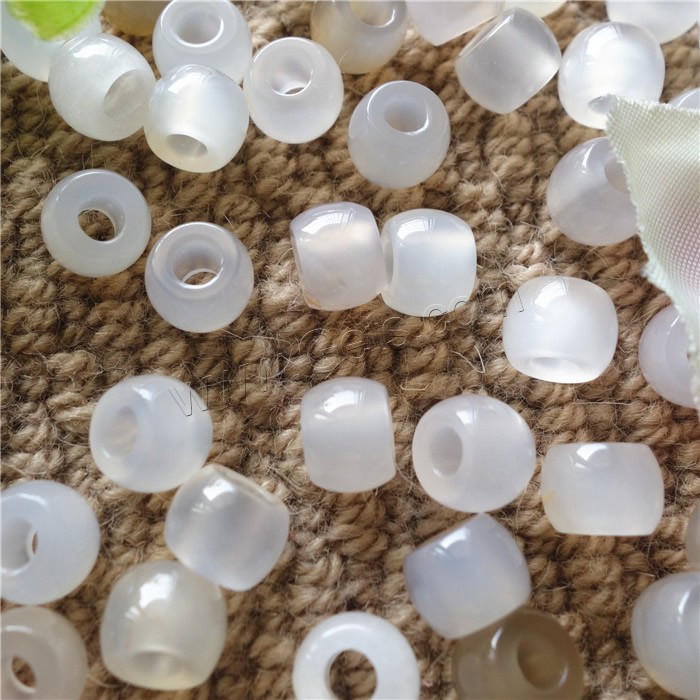 Perles de pierres précieuses style European, blanc calcédoine, tambour, naturel, normes différentes pour le choix, Trou:Environ 4mm, Vendu par PC