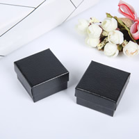 Ohrring Kasten, Karton, Quadrat, schwarz, 50x50x35mm, verkauft von PC