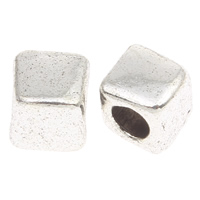 Bijoux de perles en alliage de Zinc , cube, Plaqué de couleur d'argent, sans plomb et cadmium, 6.5mm Environ 3mm, Environ Vendu par sac