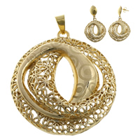 Parures de bijoux en acier inoxydable, pendentif & boucle d'oreille, Placage de couleur d'or, creux 47mm  Environ Vendu par fixé