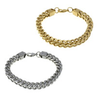 Stainless Steel Chain Bracelets, plated, curb chain 8.5mm Approx 9 Inch 
