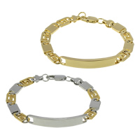 Stainless Steel ID Plate Bracelet, plated, valentino chain Approx 7.5 Inch 