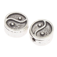 Zinc Alloy Jewelry Beads, Flat Round, antique silver color plated, ying yang, lead & cadmium free Approx 1mm, Approx 