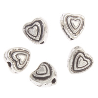Abalorios de Aleación de Zinc Corazón, chapado en color de plata antigua, libre de plomo & cadmio, 6x6x4.5mm, agujero:aproximado 1mm, aproximado 330PCs/Bolsa, Vendido por Bolsa