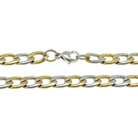 Collar de cadena de acero inoxidable, chapado, cadenilla & 2-tono, 12x8x2mm, longitud:aproximado 21 Inch, Vendido por Sarta