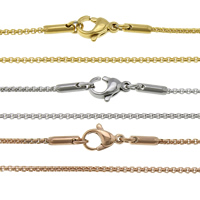 Mode Edelstahl Halskette Kette, plattiert, Kastenkette, keine, 1.3mm, Länge:ca. 19 ZollInch, verkauft von Strang