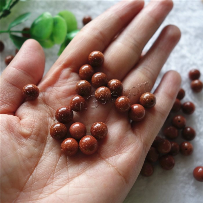Goldstone Beads, Round, natural, different size for choice & half-drilled, Hole:Approx 1mm, Sold By PC