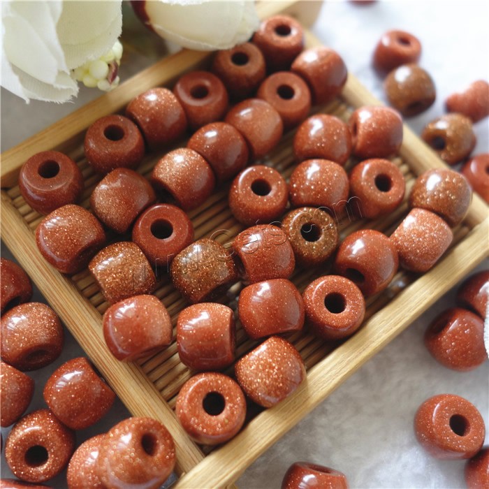 Goldstone Beads, Drum, natural, different size for choice, Hole:Approx 2mm, Sold By PC