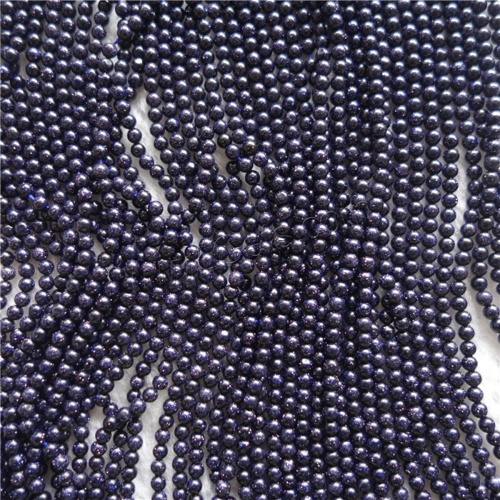 Perles en verre aventuriné bleu, pierre bleue d'or, Rond, naturel, normes différentes pour le choix, Trou:Environ 1mm, Longueur:Environ 15.7 pouce, Vendu par brin