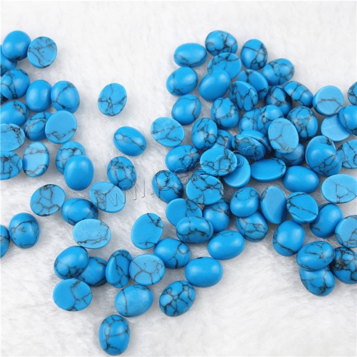 Synthetic Turquoise Cabochon, Flat Oval, different size for choice & flat back, blue, Sold By PC