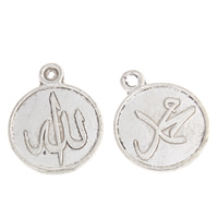 Bijoux pendentifs en Zinc alliage , alliage de zinc, Allah, Plaqué de couleur d'argent, sans plomb et cadmium Environ 2mm, Environ Vendu par sac