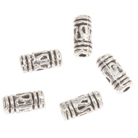 Perles tubes en alliage de zinc, Plaqué de couleur d'argent, sans plomb et cadmium Environ 1mm, Environ Vendu par sac