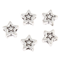 Perles 'étoiles en alliage de zinc, Plaqué de couleur d'argent, sans plomb et cadmium Environ 1mm, Environ Vendu par sac