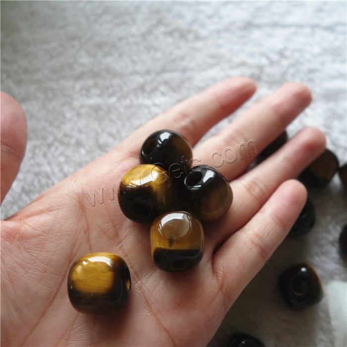 Granos de semi piedras preciosas del estilo Europeo, Ojo de tigre, Cúbico, natural, diverso tamaño para la opción, agujero:aproximado 5mm, Vendido por UD