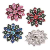 Jewelry Snap Button, Zinc Alloy, Flower, platinum color plated, enamel & with rhinestone lead & cadmium free 