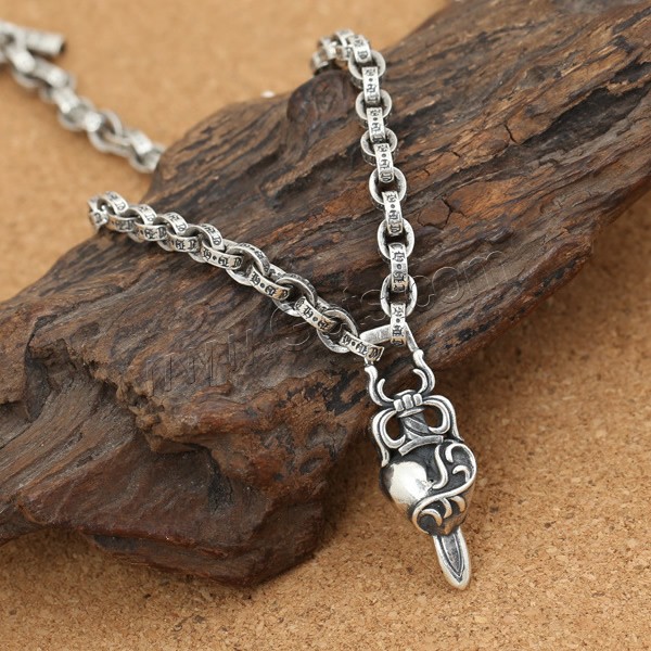 Thailand Sterling Silver Necklace, different length for choice & oval chain, 38x13mm, Sold By Strand