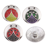 Jewelry Snap Button, Zinc Alloy, Ladybug, platinum color plated, enamel & with rhinestone lead & cadmium free 