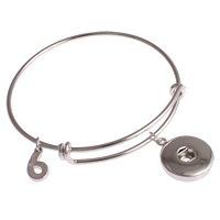 Snap Button Bracelet, Zinc Alloy, with Iron, Flat Round, platinum color plated, adjustable, lead & cadmium free Inner Approx 64, 6mm Approx 7.5 Inch 