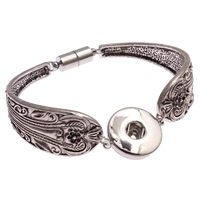 Snap Button Bracelet, Zinc Alloy, Flat Round, antique silver color plated, lead & cadmium free Inner Approx 6mm Approx 8 Inch 