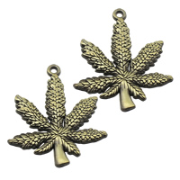 Zinc Alloy Leaf Pendants, Marijuana Leaf, antique bronze color plated Approx 2mm 