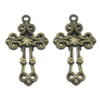 Zinc Alloy Cross Pendants, fleur-de-lis cross, antique bronze color plated Approx 3mm 