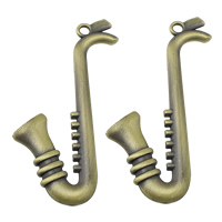 Colgantes de la aleación de Zinc en forma de instrumentos  musicales, Instrumentos Musicales, chapado en color bronce antiguo, 30x81x4.5mm, agujero:aproximado 4mm, Vendido por UD