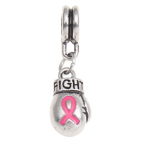 Zinc Alloy European Pendants, word fight, plated, with awareness ribbon pattern & without troll & enamel lead & cadmium free Approx 4mm 