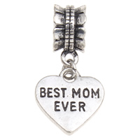 Zinc Alloy European Pendant, Heart, word best mom, plated, Mother Day Jewelry & without troll lead & cadmium free Approx 4mm 