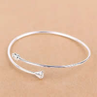 925 Sterling Silver Cuff Bangle, open, 7mm, Inner Approx 55mm Approx 6.5 Inch 