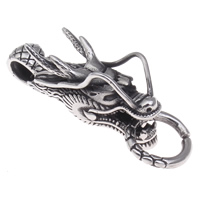 Stainless Steel Leather Cord Clasp, Dragon, 1/1 loop & blacken, original color Approx 