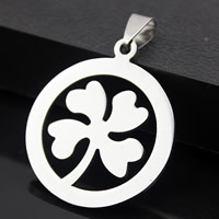 Stainless Steel Clover Pendant, Four Leaf Clover, original color, 30mm Approx 3-5mm 