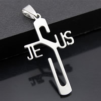 Stainless Steel Letter Pendant, word Jesus, Christian Jewelry, original color Approx 3-5mm 