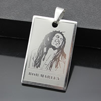 Stainless Steel Pendants, Rectangle, original color Approx 3-5mm 