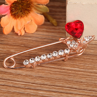 Crystal Brooch, Zinc Alloy, with Crystal, Safety Pin, gold color plated, faceted & with rhinestone, 40mm 